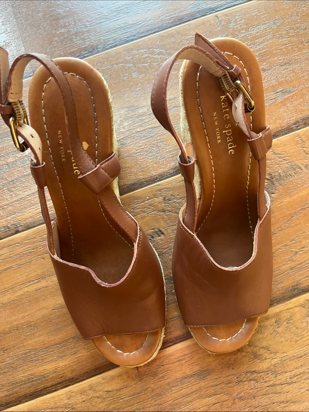 kate spade Brown Leather Slingback Peep-Toe Sandals - Picture 2 of 6